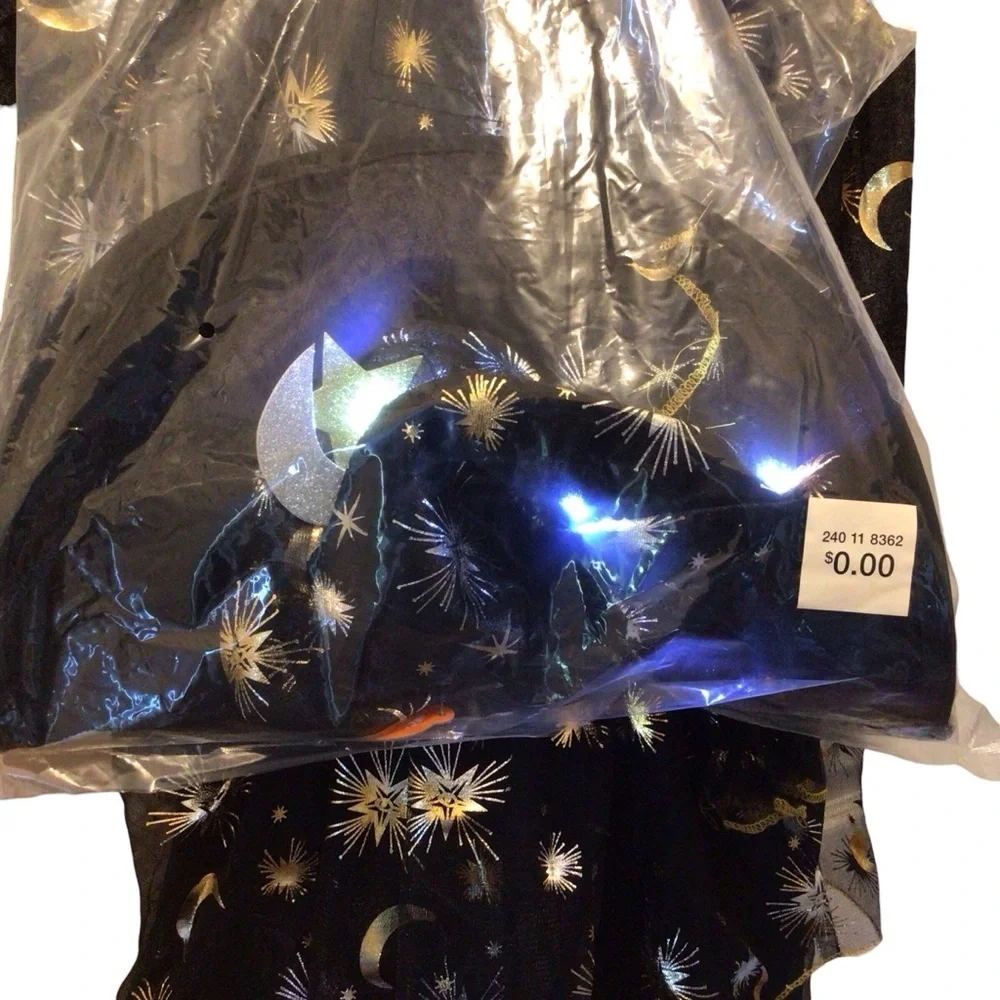 Kids' Light Up Moon & Star Witch Halloween Costume Dress - Size Medium 8-10